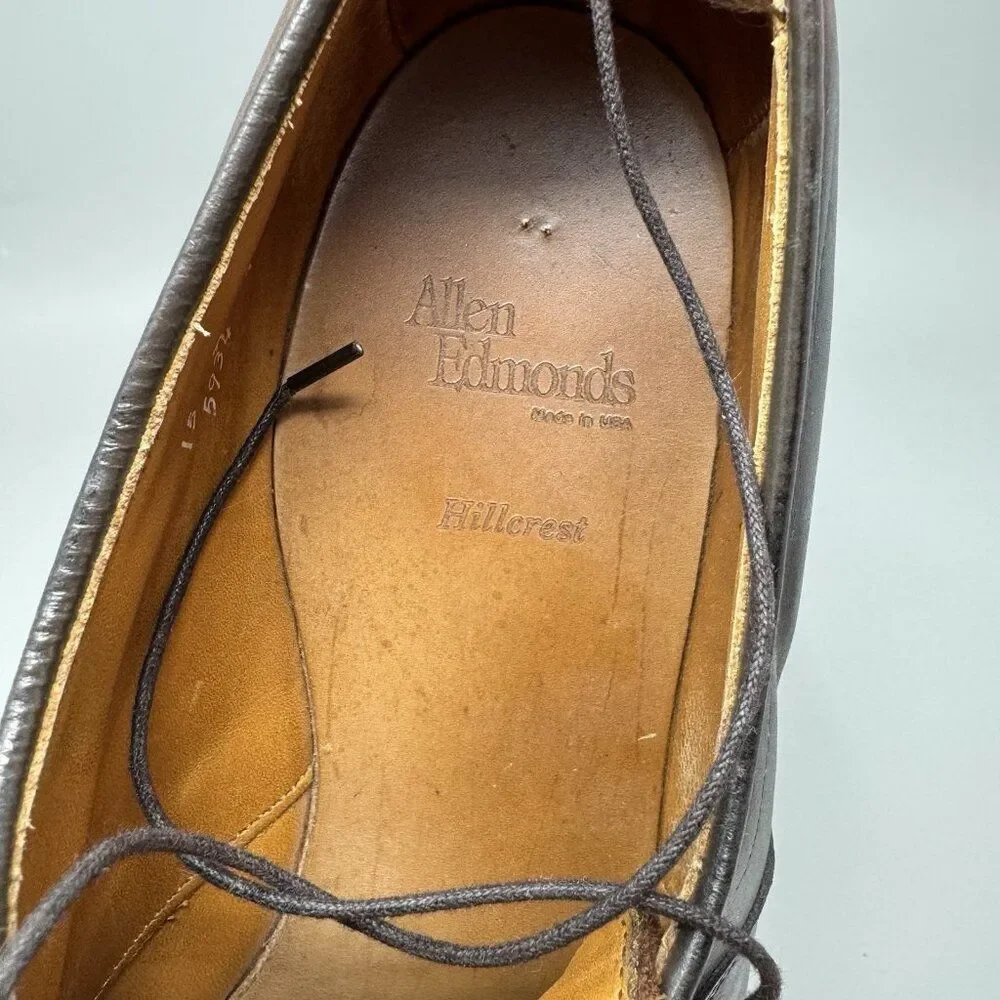 Allen Edmonds Hillcrest Apron Toe Derby Mens Size 15D Brown Leather Dress Shoe